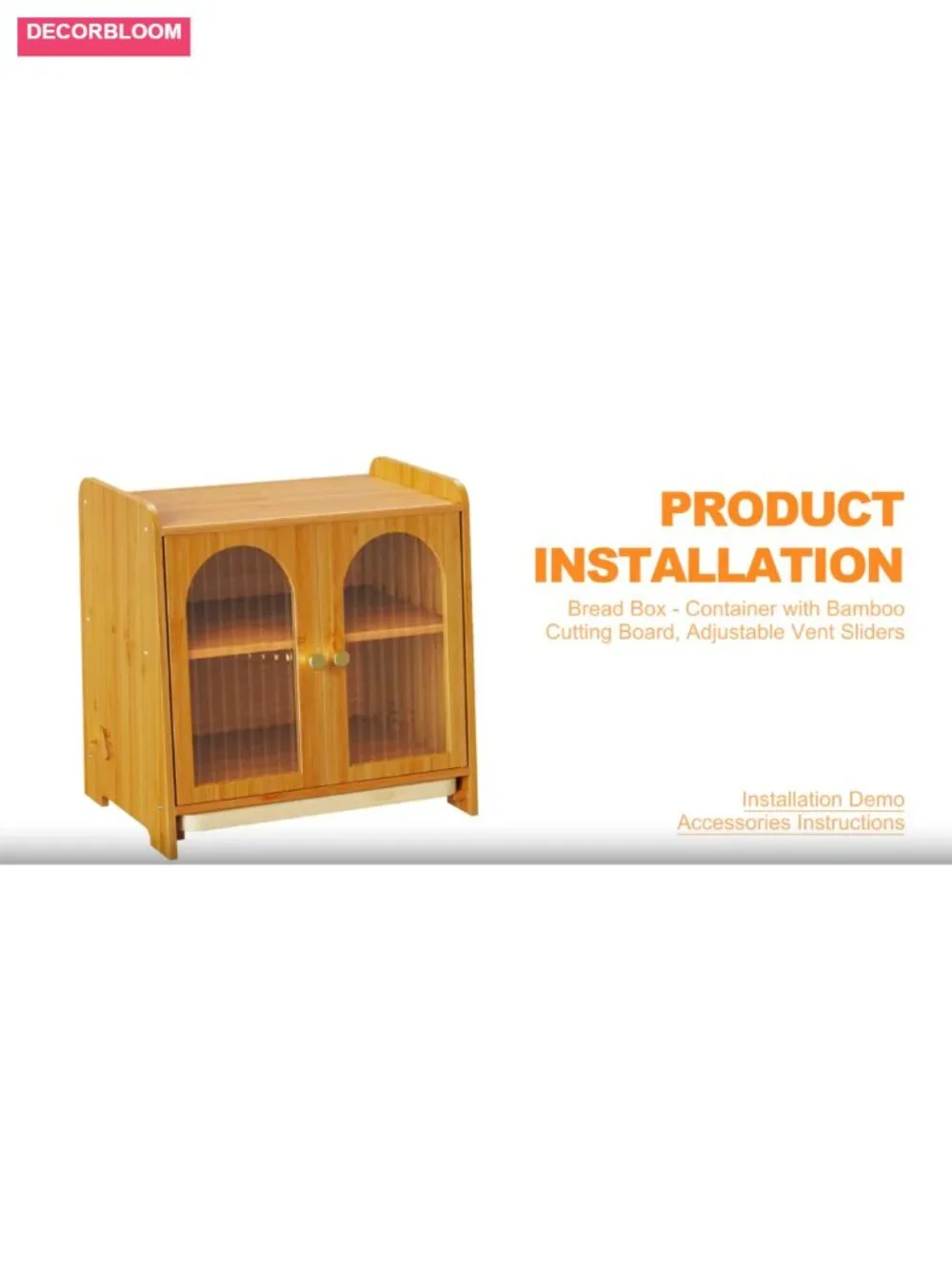 Double Layer Bamboo Bread Box with Acrylic Window and Cutting Board